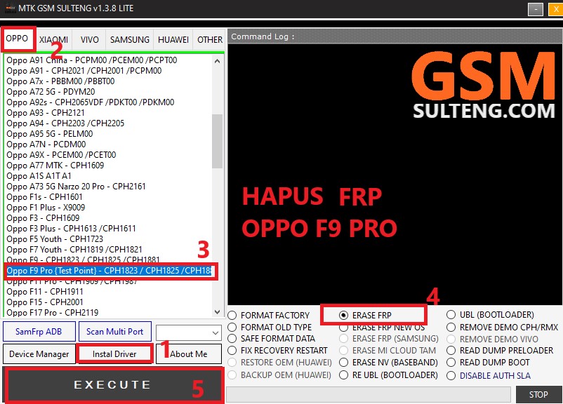 Hapus FRP Oppo F9 Pro