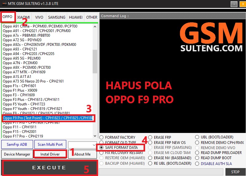 Hapus Pola Oppo F9 Pro