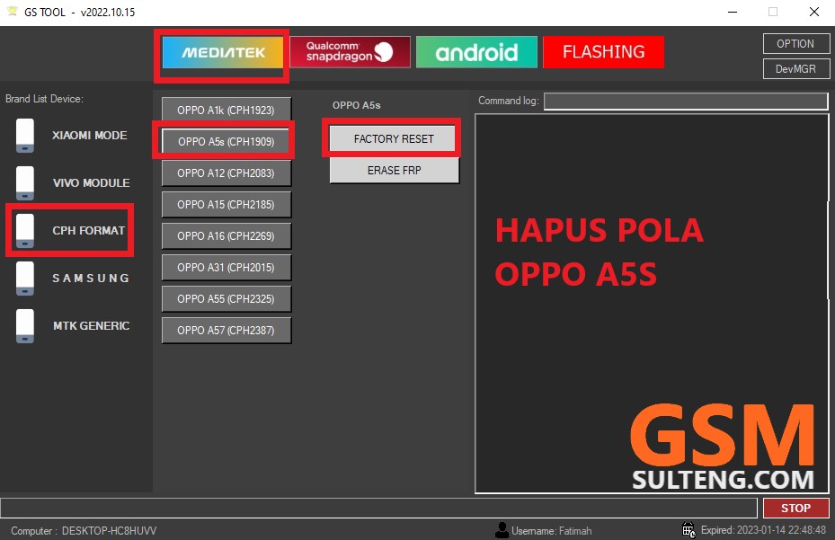 Hapus Pola Oppo A5s