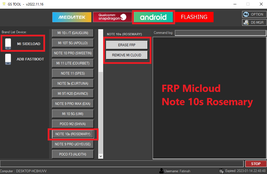 Erase FRP Micloud Note 10s